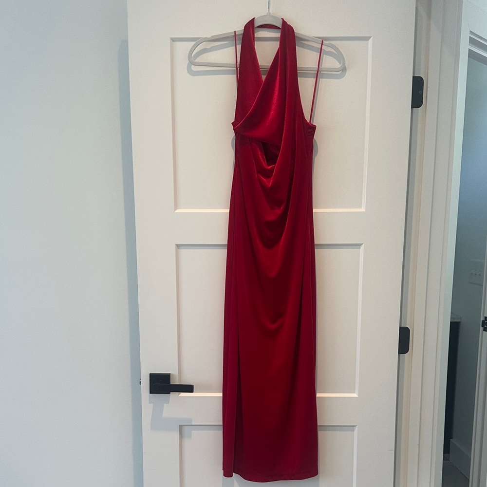 ZARA Halter Cowl Midi Dress - Elegant Women’s Evening Dress